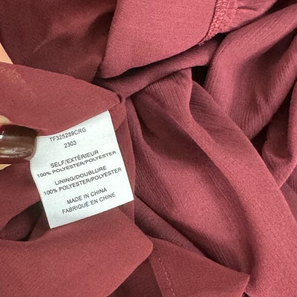 DEREK LAM 10 CROSBY Burgundy Junia Ruched Sleeveless Midi Dress Women’s - Picture 12 of 13